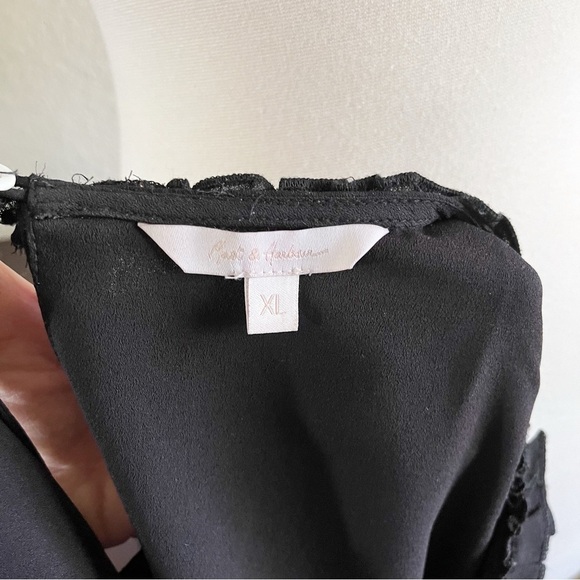 Mast & Harbour Black Ruffle Sleeveless Colorblock Trim Shell Top Size XL - Picture 6 of 6